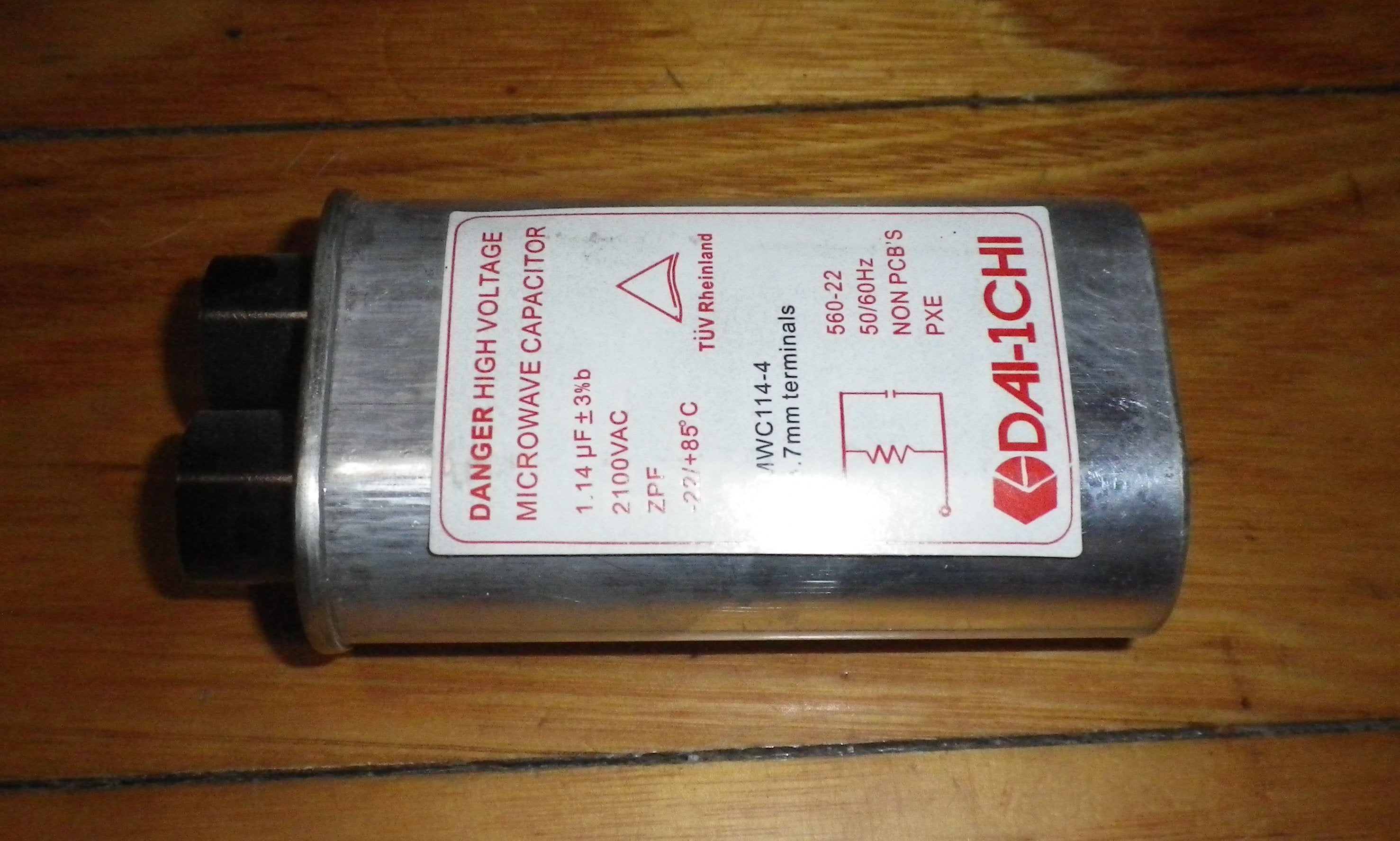 Panasonic-Compatible High Voltage Microwave Oven Capacitor - Part Number MWC114-4