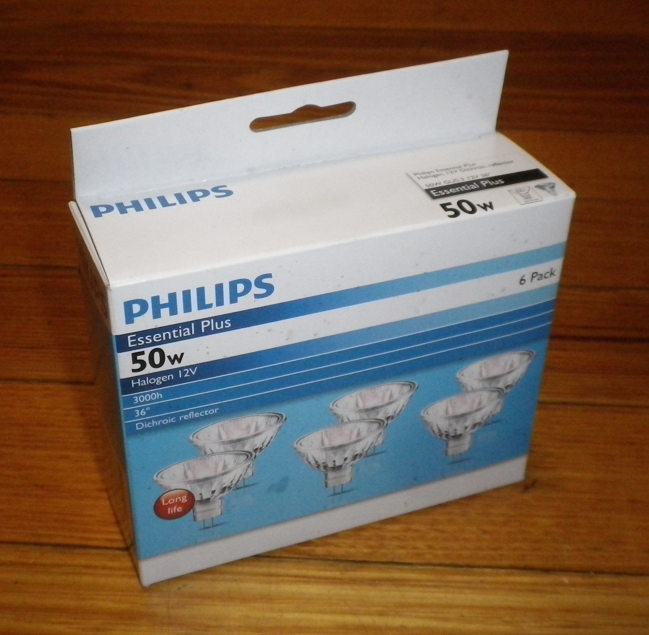 Philips 50W 12V MR16 36° Dichroic Halogen Bulbs - Pack of 6, Part #893359