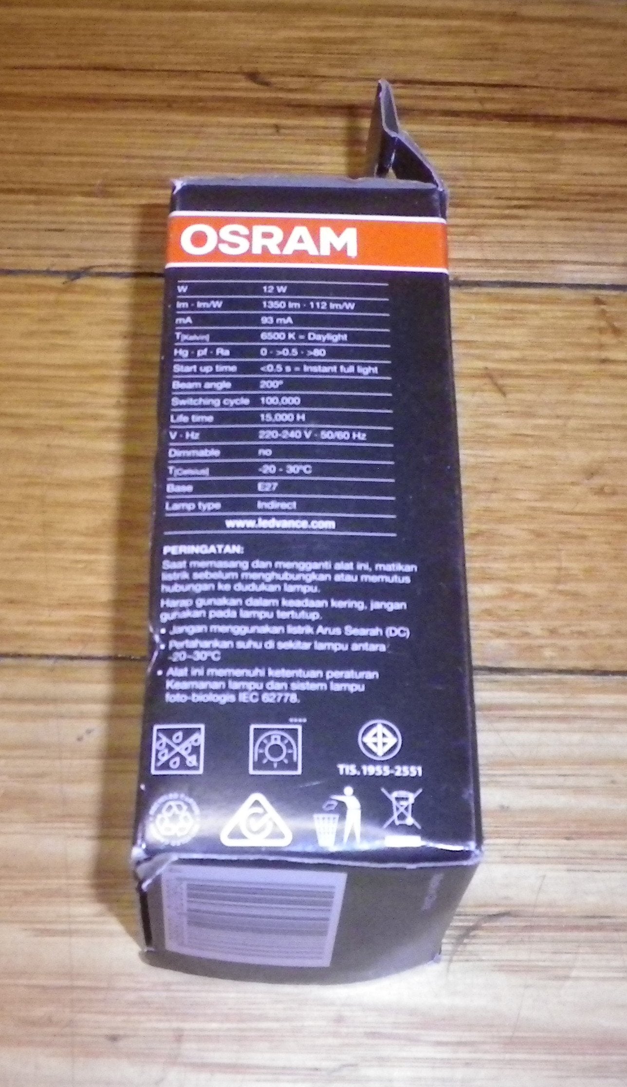 Osram 12Watt ES E27 LED Daylight Stick Globe with 1350 Lumens - Product Part # 128866