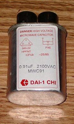 High Voltage Capacitor for Microwave Oven - 0.91 Microfarad, 2100 Volts - Part # MWC91