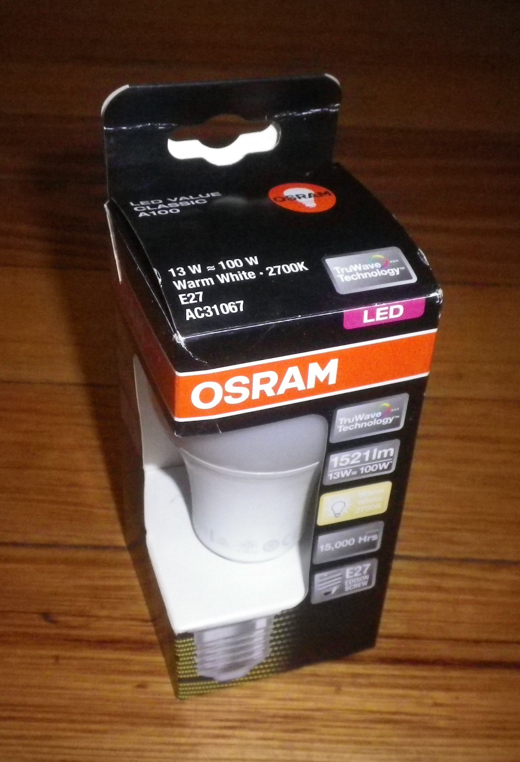 Osram 13Watt ES E27 LED Classic Globe with 1521-lumens Warm White - Part # 412651