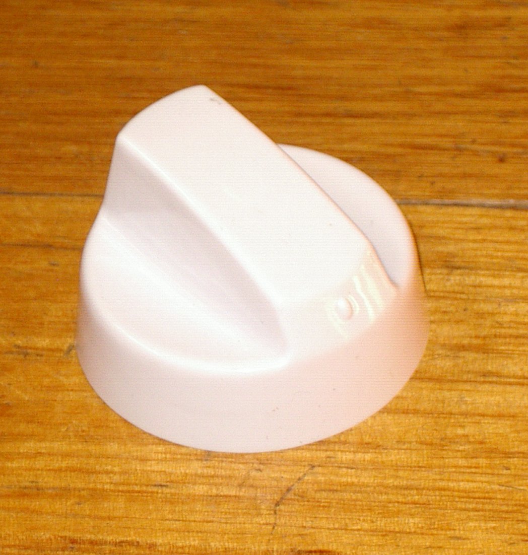 Single Universal Handy White Control Knob for Gas or Electric Stoves - Part No. KNB36