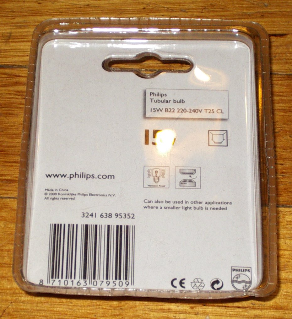 Philips 15-Watt Standard BC Bayonet Cap Pilot Globe (Pack of 2) - Part Number 079509