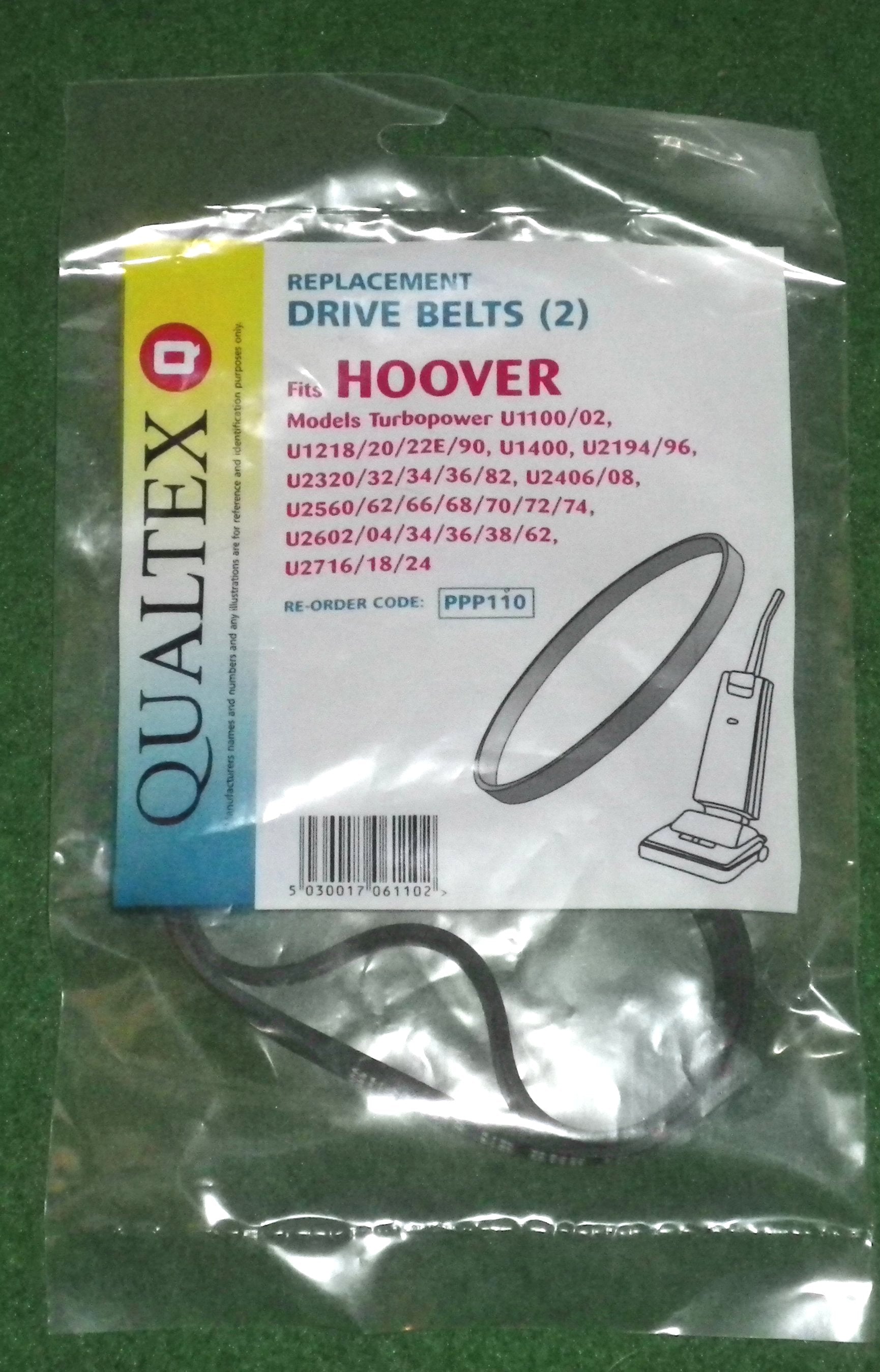 Hoover TurboLark and TurboPower Vacuum Cleaner Agitator Belts - Pack of 2 by Qualtex (Part # PPP110)