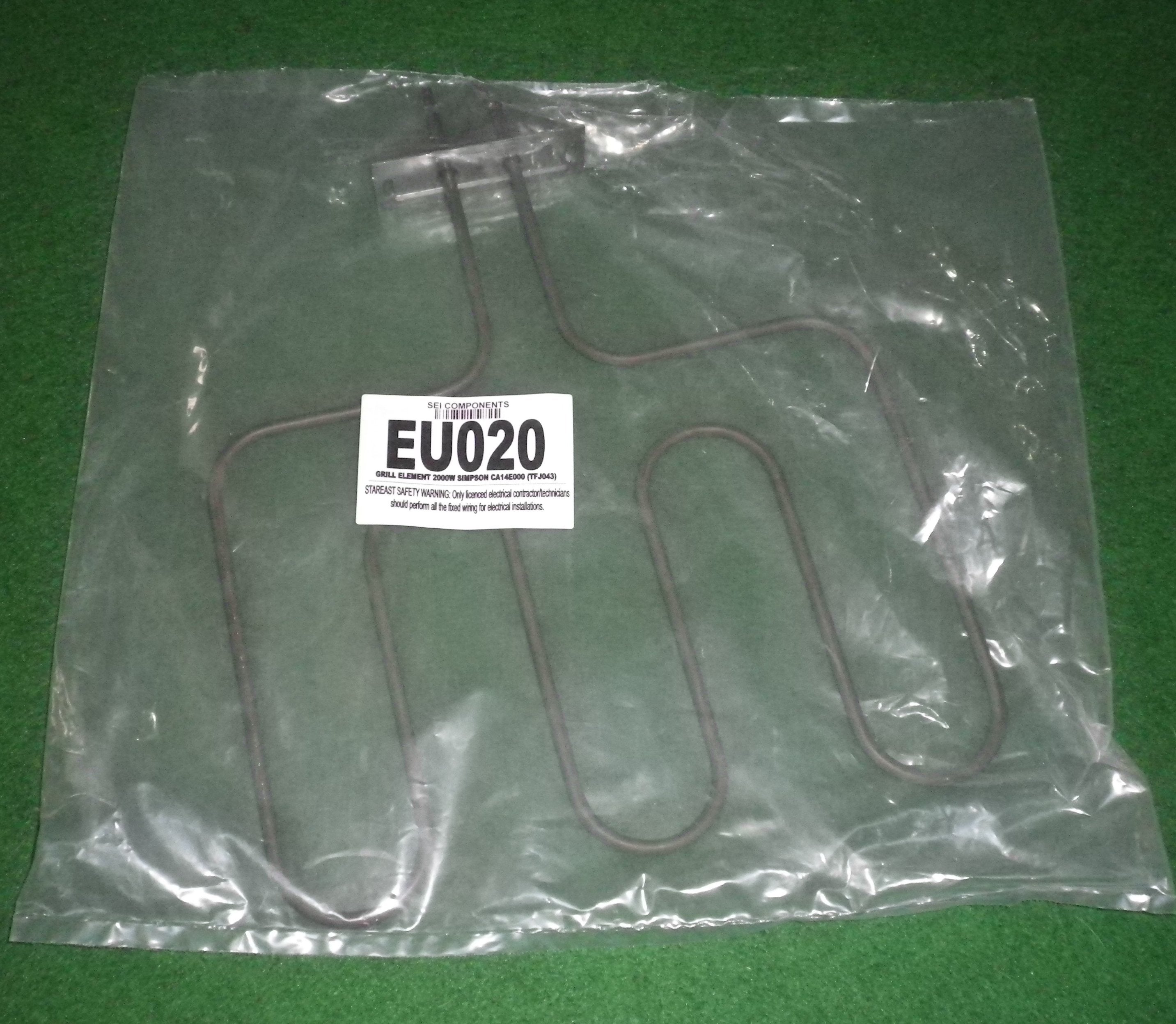 High - Power 2000 - Watt Grill Element for Simpson and Westinghouse Ovens - Part Number EU020