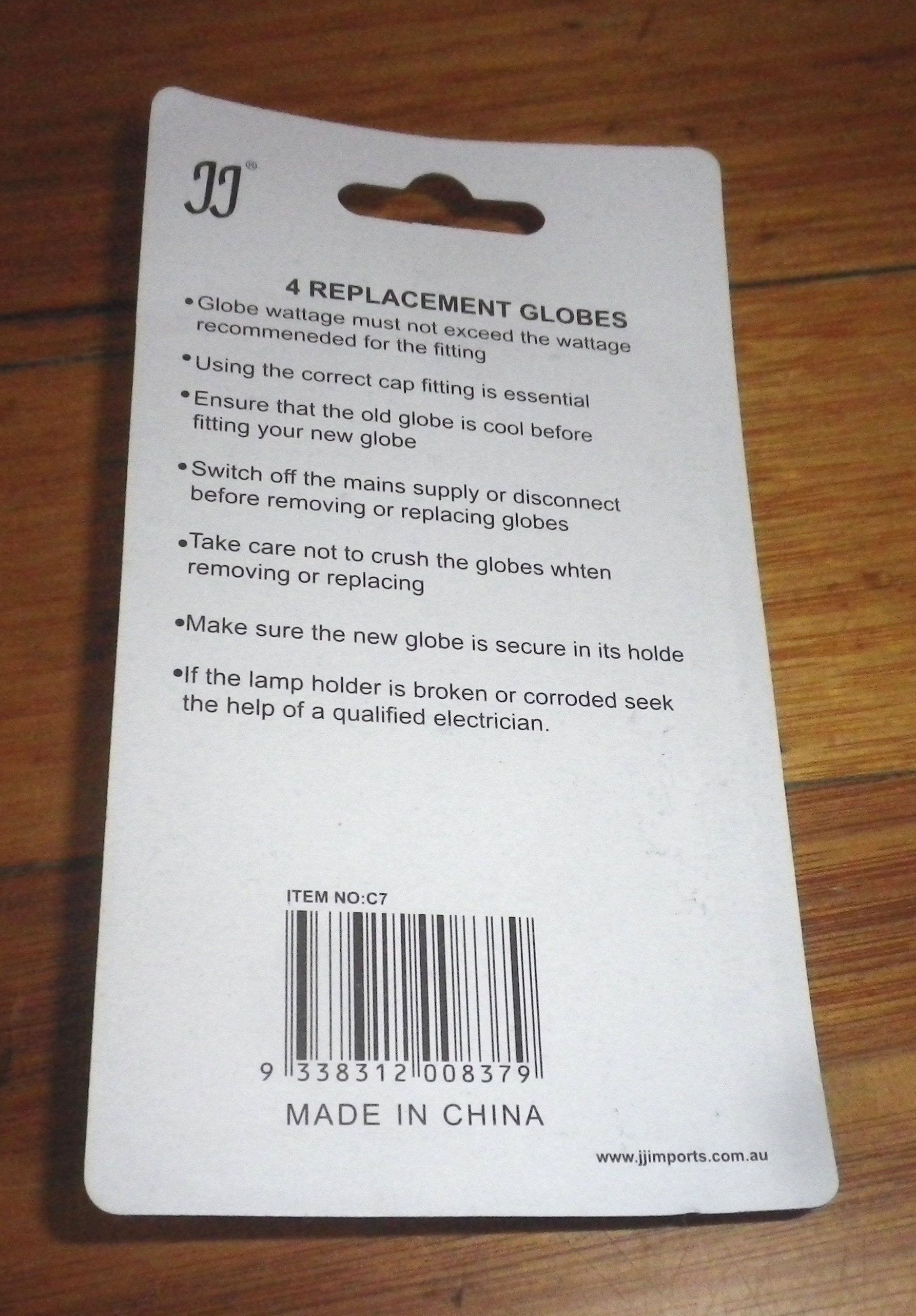 7Watt 240V E12 Miniature Pilot Night Light Globe - Pack of 4 (Part # C7)