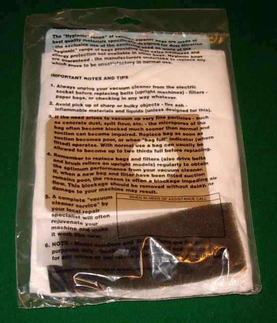 Vax New Wave Upright Vacuum Cleaner Replacement Bags & Filters - Part SDB194