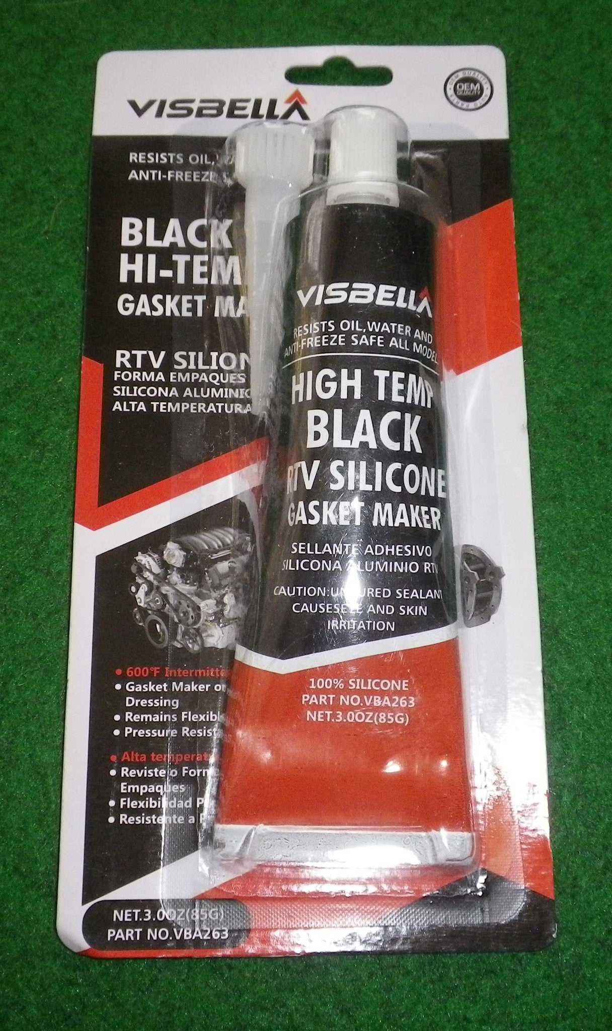 High-Temperature Resistant Black Silicone Sealant (Up to 650˚F) - 85gm Tube, Part # VBA263