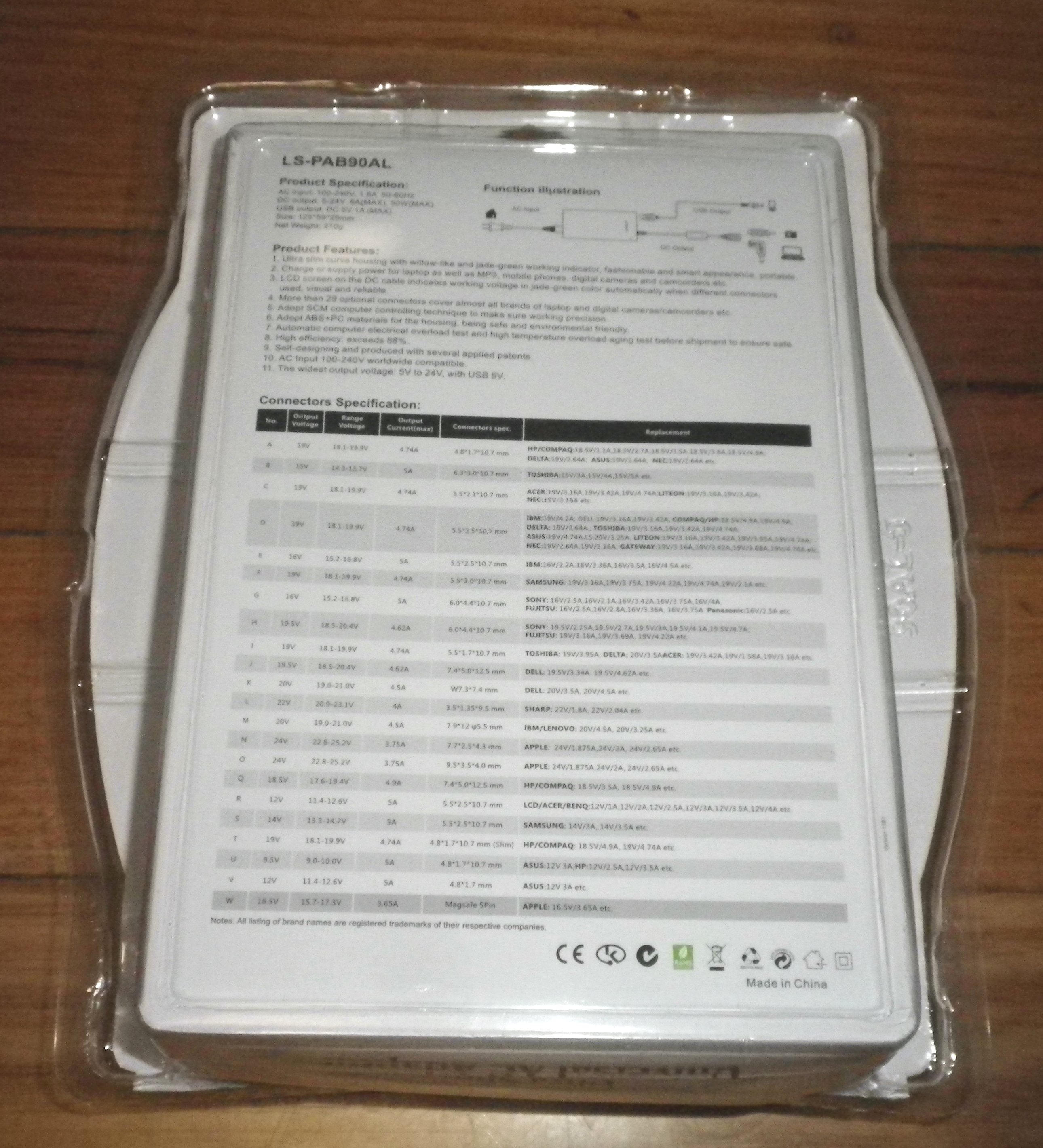 Highly Intelligent Universal 90-Watt Switch-Mode AC Adapter for Laptop Computers - Part # PAB90AL
