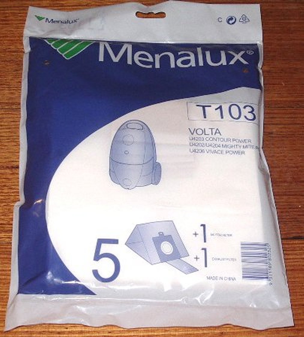 High - Quality Volta Mighty Mite Disposable Vacuum Cleaner Bags, Pack of 5 - Menalux Equivalent Part # T103N