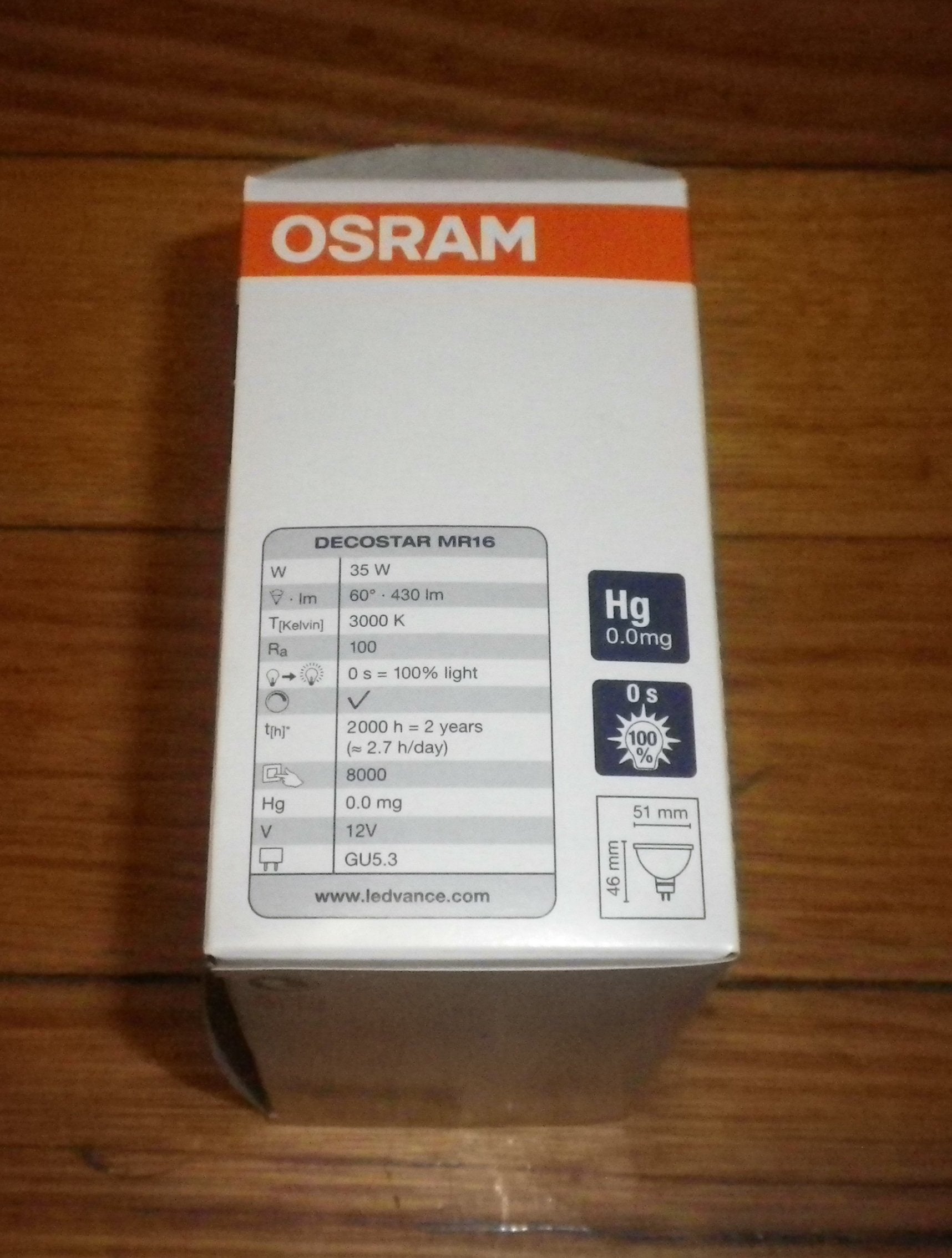 Osram 35W 12V MR16 60-Degree Dichroic Halogen Bulbs (Pack of 4) - Part #145582