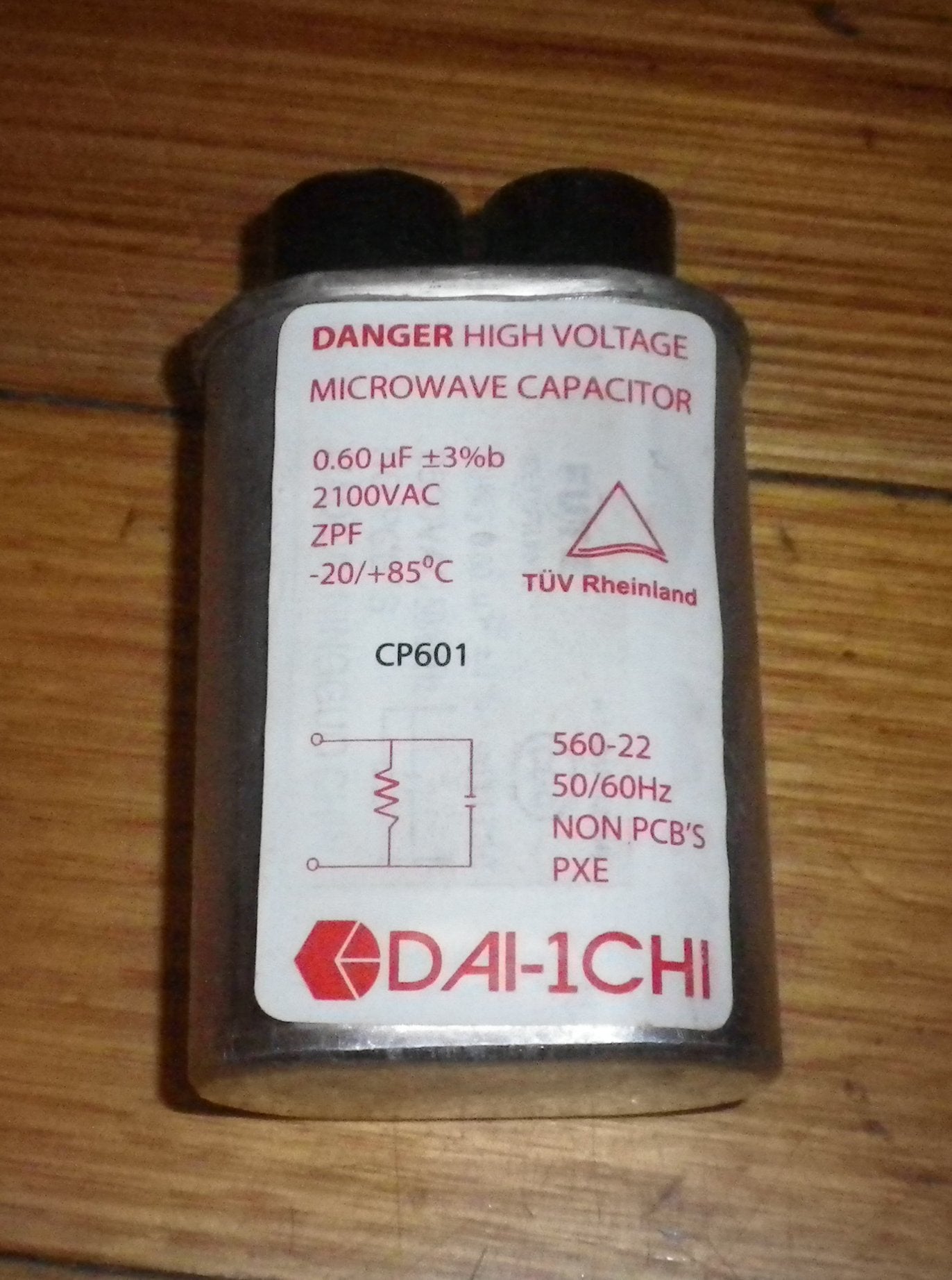 High Voltage Capacitor for Microwave Oven - 0.60 Microfarads, 2100 Volts - Part # CP601