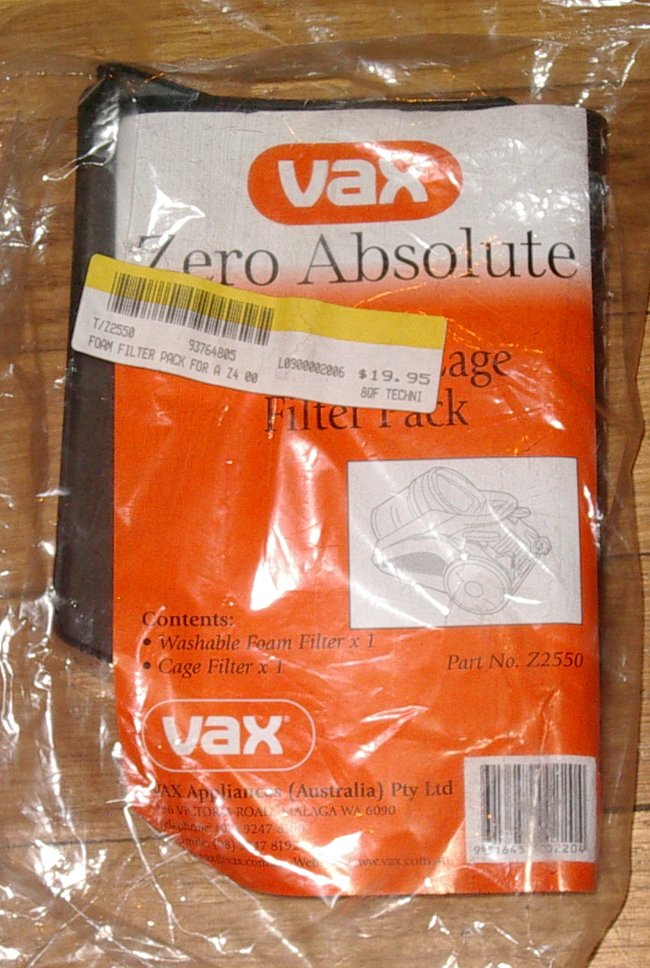 Vax Genuine Zero Absolute Foam & Cage Filter Set - Part No. Z2550