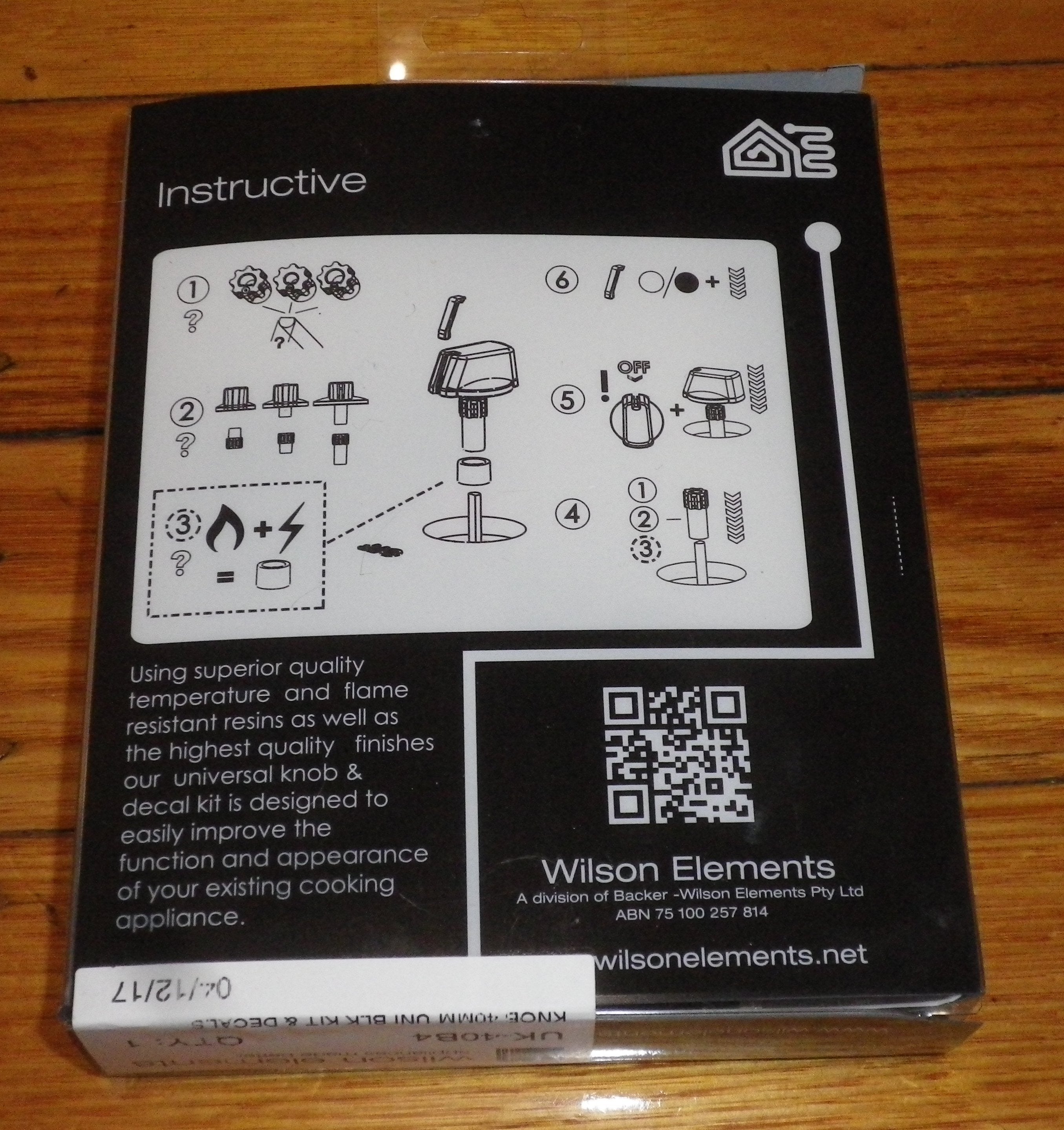 Universal Black 40mm Gas or Electric Stove Control Knob Kit with Decals (Pack of 4) - Part Number UK-40B4