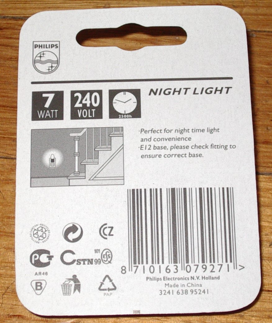 7-Watt 240V E12 Miniature Pilot Night Light Globe Pack of 2 - Part Number 079271