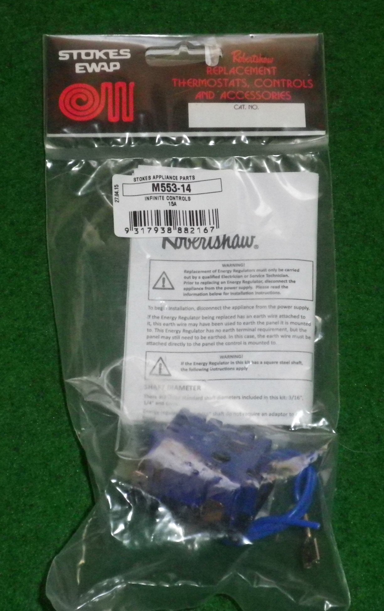 Invensys Universal Hotplate Simmerstat Control Switch - Suitable for Various Stove Models, Part No. M553-14, M3V-700K