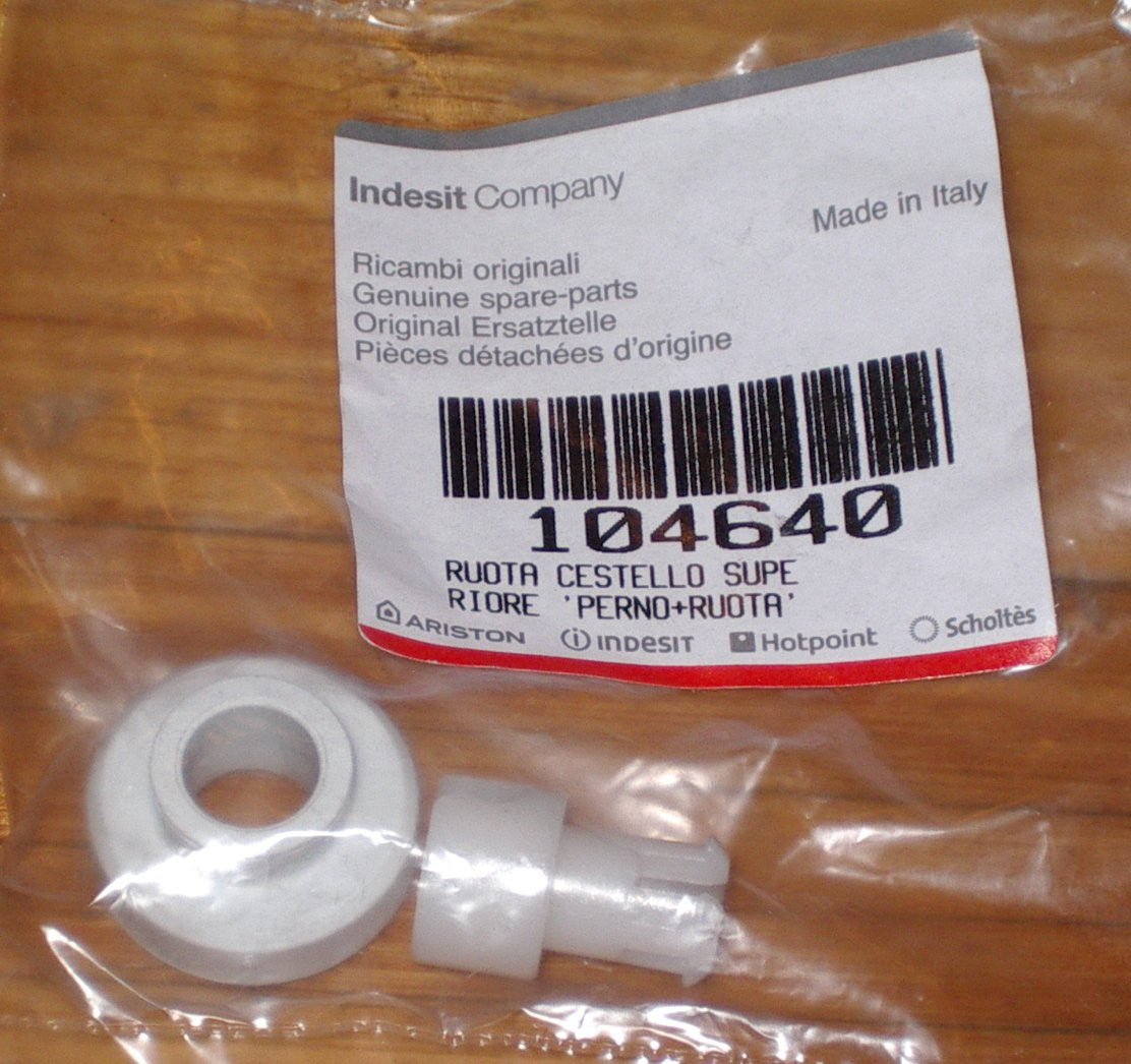 High - Quality White Upper Basket Wheel for Ariston, Indesit, and Asian Brand Dishwashers - Replacement Part # 104640