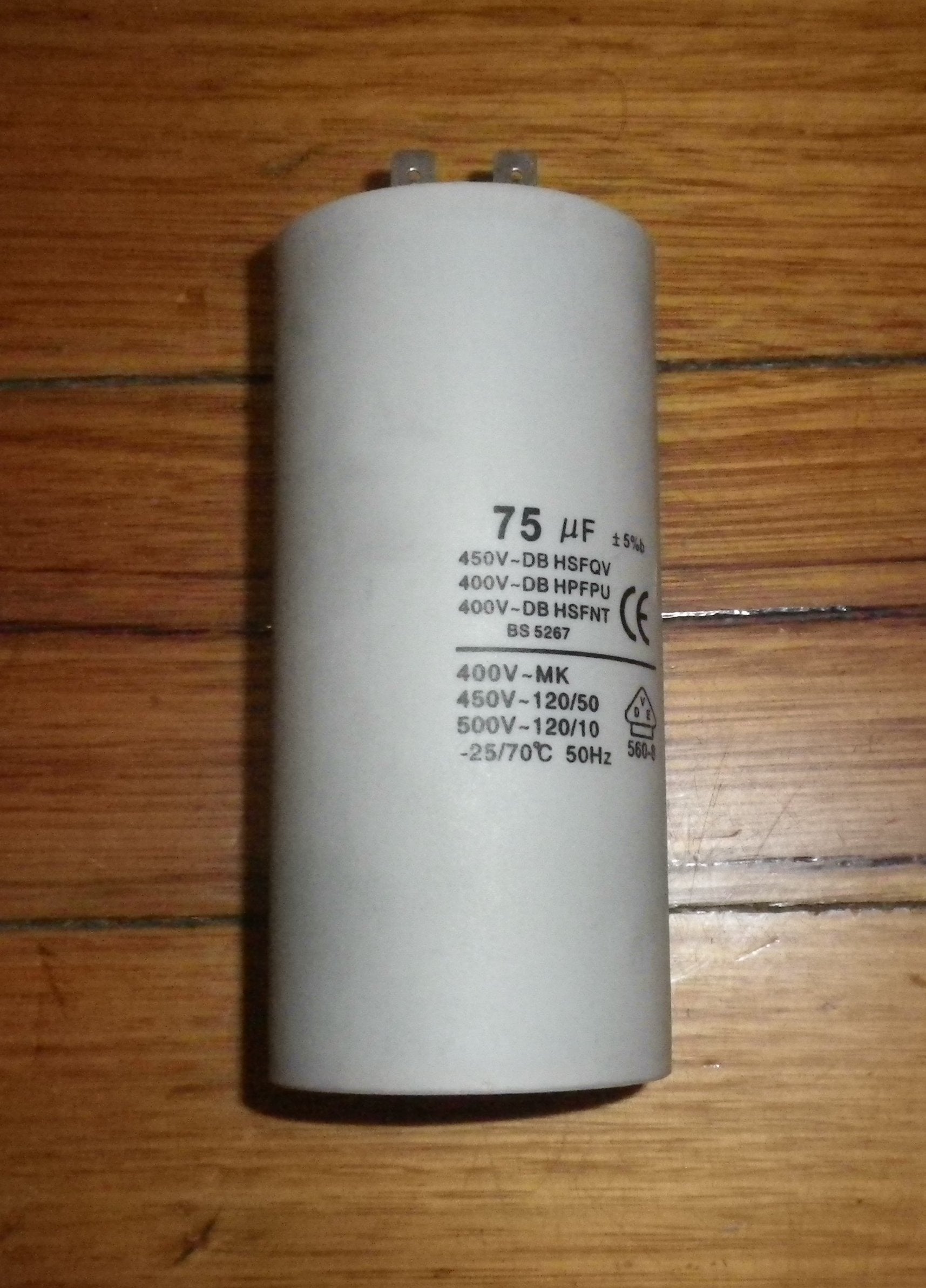 High - Quality 75 Microfarad 440 - Volt Electric Motor Start and Run Capacitor - Part Number CAP075