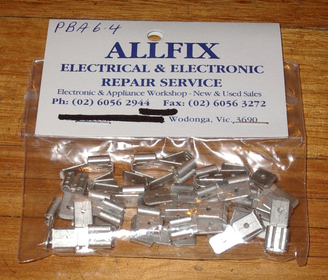 25-Piece Pack of 6.4mm Uninsulated Piggyback Spade Terminals - Part # PBA6.4-25