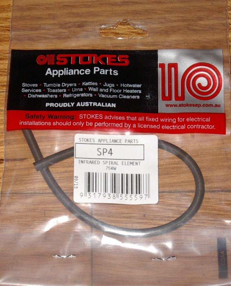750 Watt Spiral Heating Element for Bar Radiators and Heaters - Stokes Part No. SP4