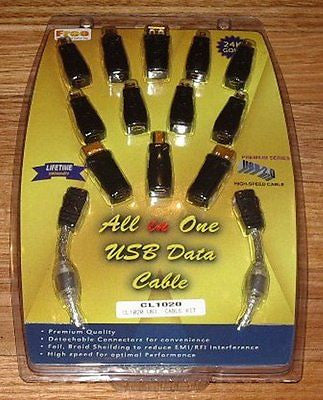 High - Conductivity Universal USB Cable Kit with 12 Adaptors - Part # CL1020