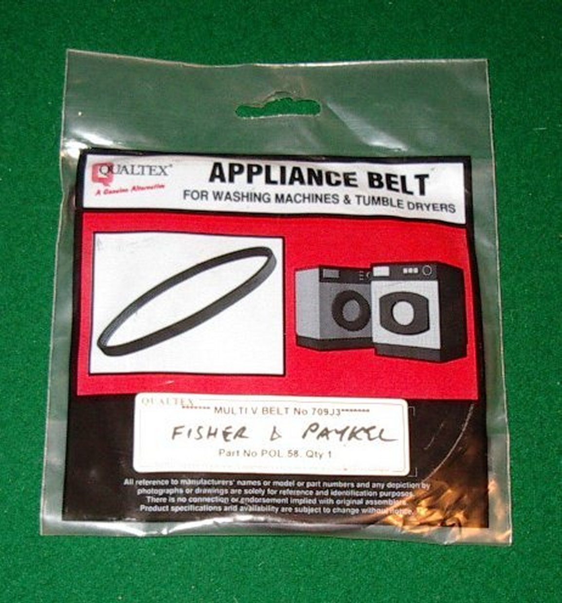 Fisher & Paykel Multi-V Drum Belt for ED50, DE45 Series Dryers - Replacement Part # POL58, B043, 3PJ1800