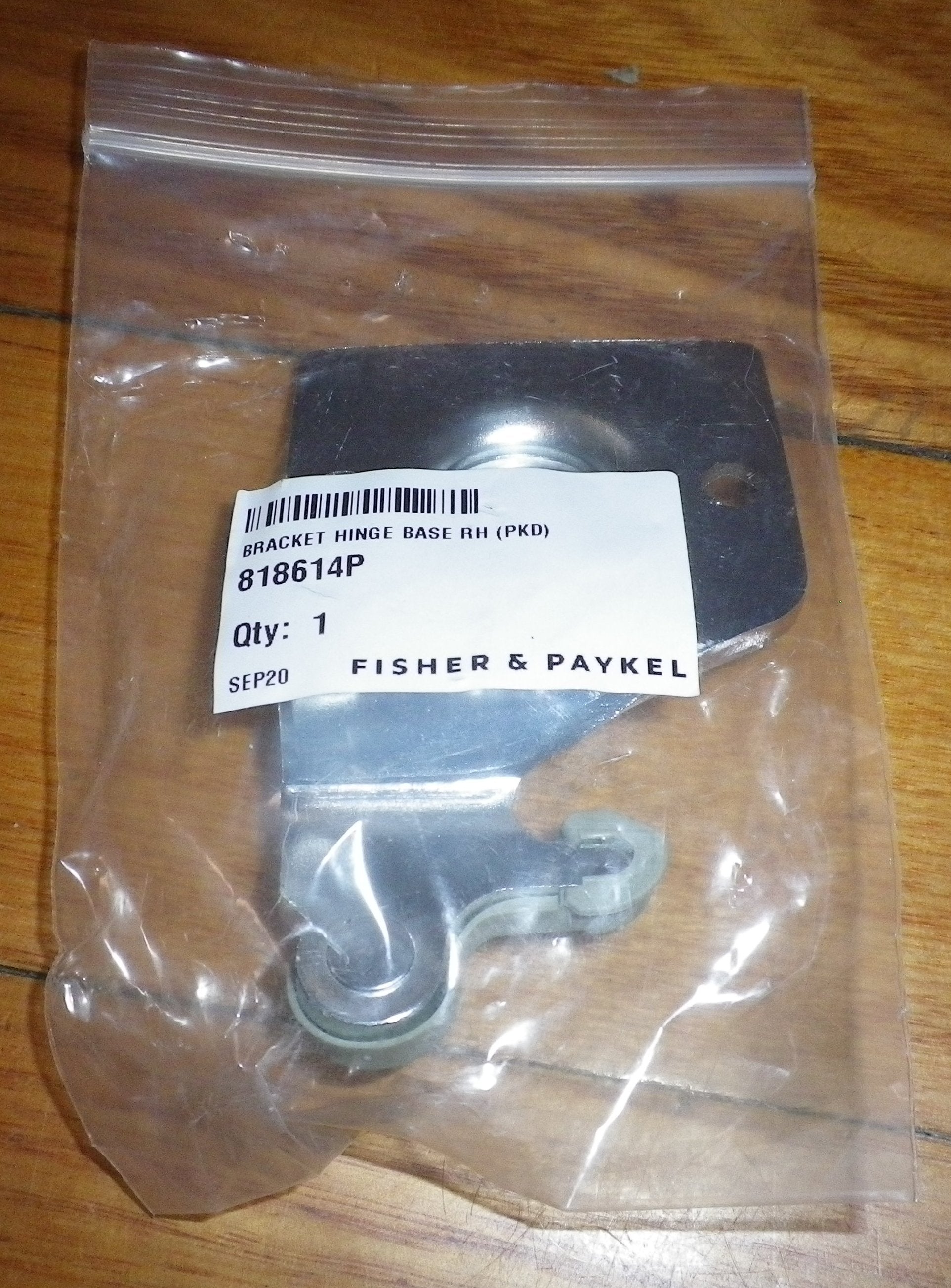 Fisher & Paykel Refrigerator Grey Right-Hand Door Hinge Base and Closing Cap - Replacement Part # FP818614P
