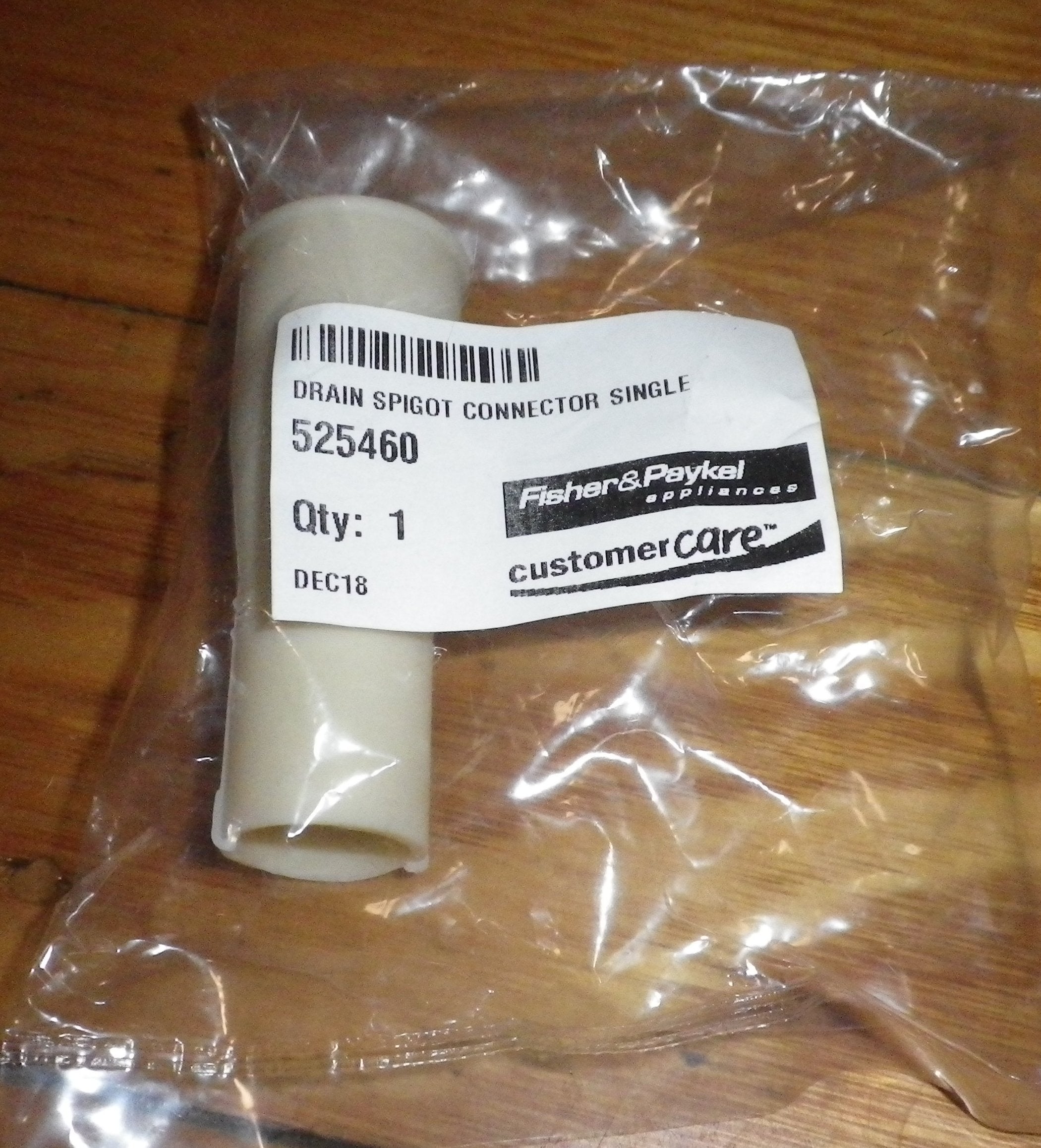 Fisher & Paykel Single Dishdrawer Outlet Hose Drain Spigot End Connector - Genuine Part Number FP525460 for Single Dishdrawer Models