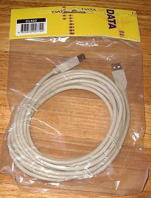 5 - Meter Long USB Computer Printer Cable - USB - A Male to USB - B Male, Part No. CL923