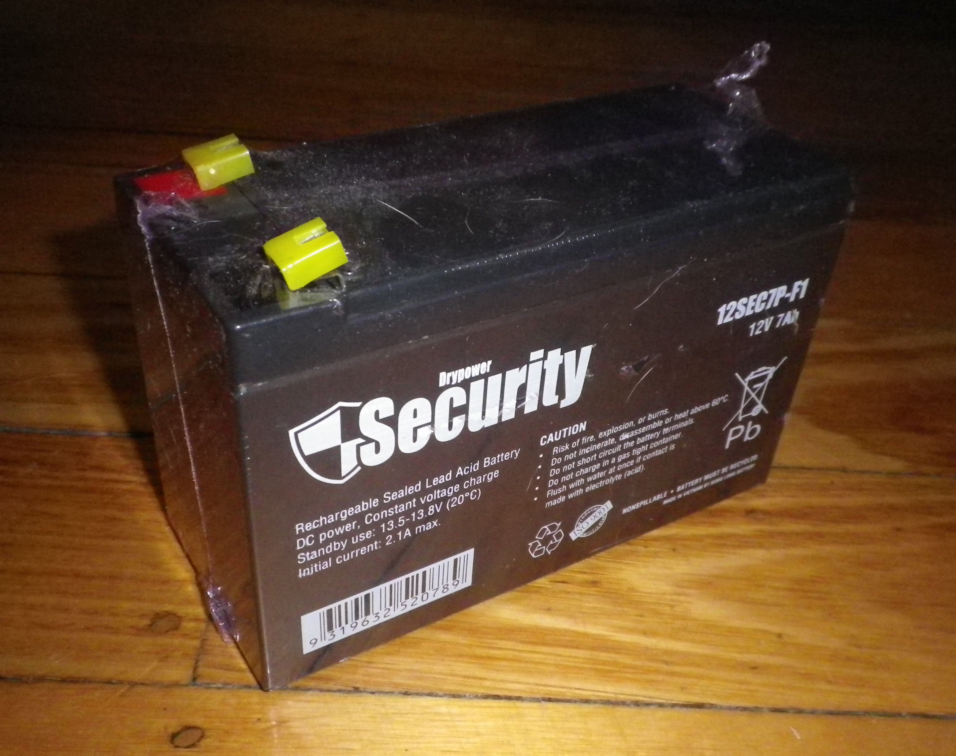 12Volt 7AH DryPower Sealed Lead Acid Battery for Alarm & Security - Part # 12SEC7P-F1