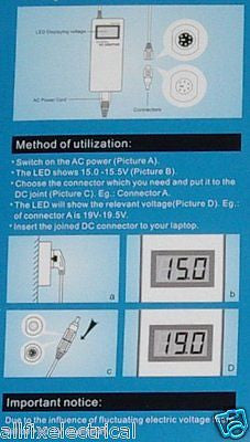 Universal 15 - 24 Volt, 8 Ampere Switch - mode Laptop and Digital Devices AC Power Adaptor - Part # LS - PAB120AA