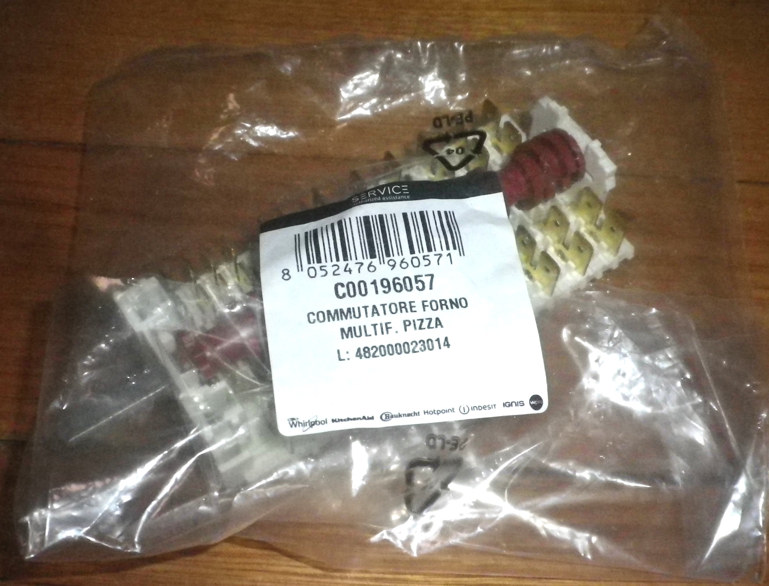 Ariston and Indesit 8-Position Oven Function Selector Switch Appliance Part - Part Numbers C00196057, A196057