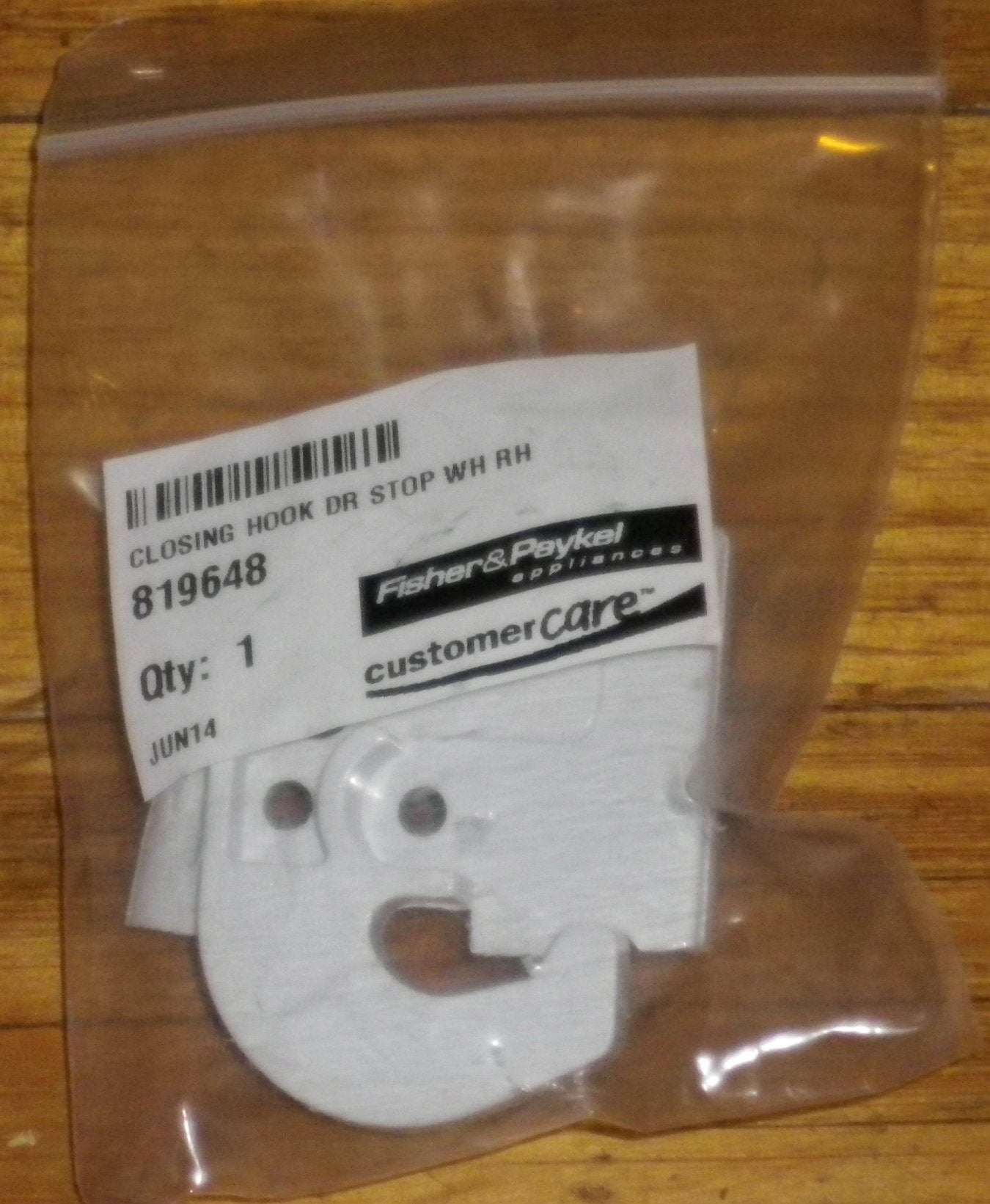 Fisher & Paykel White Refrigerator Right-Hand Door Closing Hook Stop Replacement Part # FP842237