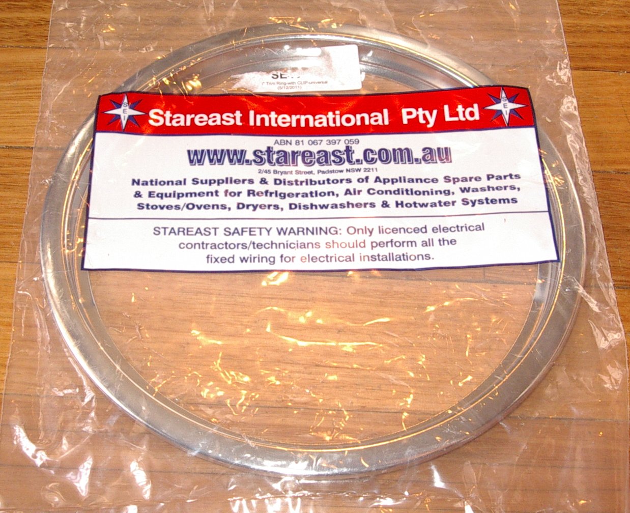 Universal 8-Inch Stove Chrome Decorative Trim Ring without Cutout - Part Number SE40A