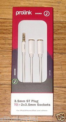 Prolink Premium 3.5mm Stereo Audio Lead - 2m to Dual Sockets, Part # MP155