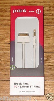 Prolink Premium Quality 2-Meter Audio Cable - 3.5mm Stereo Plug to Apple iDock Plug (Part # MP149)
