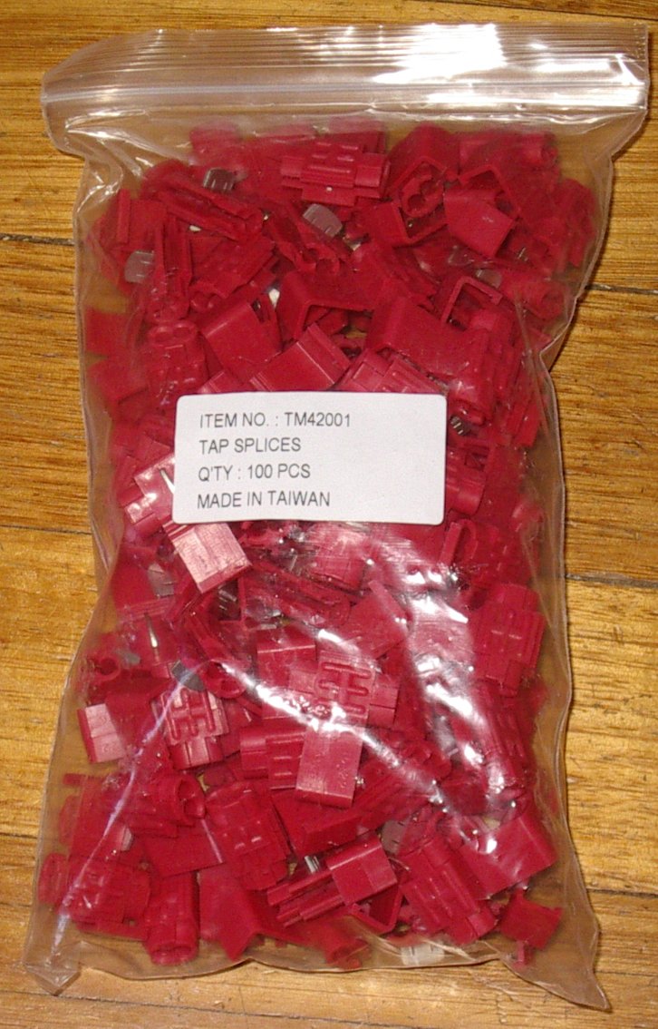 Red Insulated Electrical Tap Splice Terminals - A Packet of 100 Pieces, Part # TM42001-100