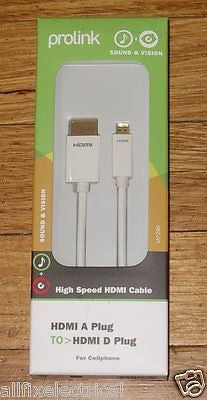 Prolink Premium Quality Audio - Visual HDMI Cable - HDMI - A Male Plug to HDMI - D Male Plug, 2.0 Meters Long - Part Number MP290