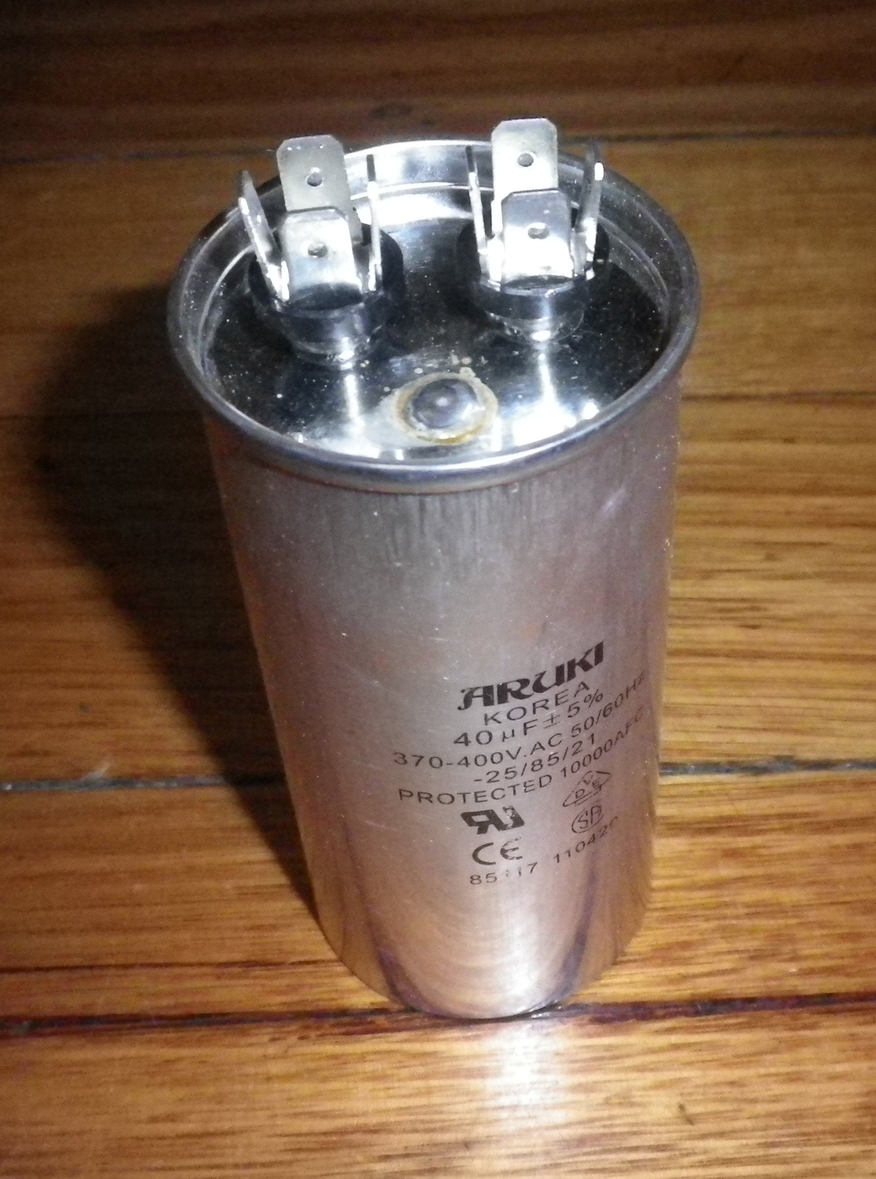 Aruki Metal Can Type 40uF 400Volt Motor Starting and Running Capacitor - Part # CAP040WS, 2920651WS
