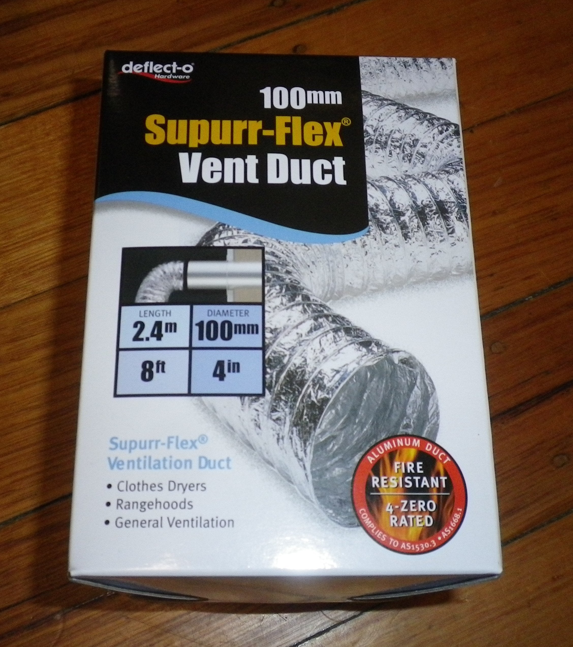 Deflecto 100mm x 2.4m Universal Expandable Aluminium Dryer Duct Hose - Part # FO408B