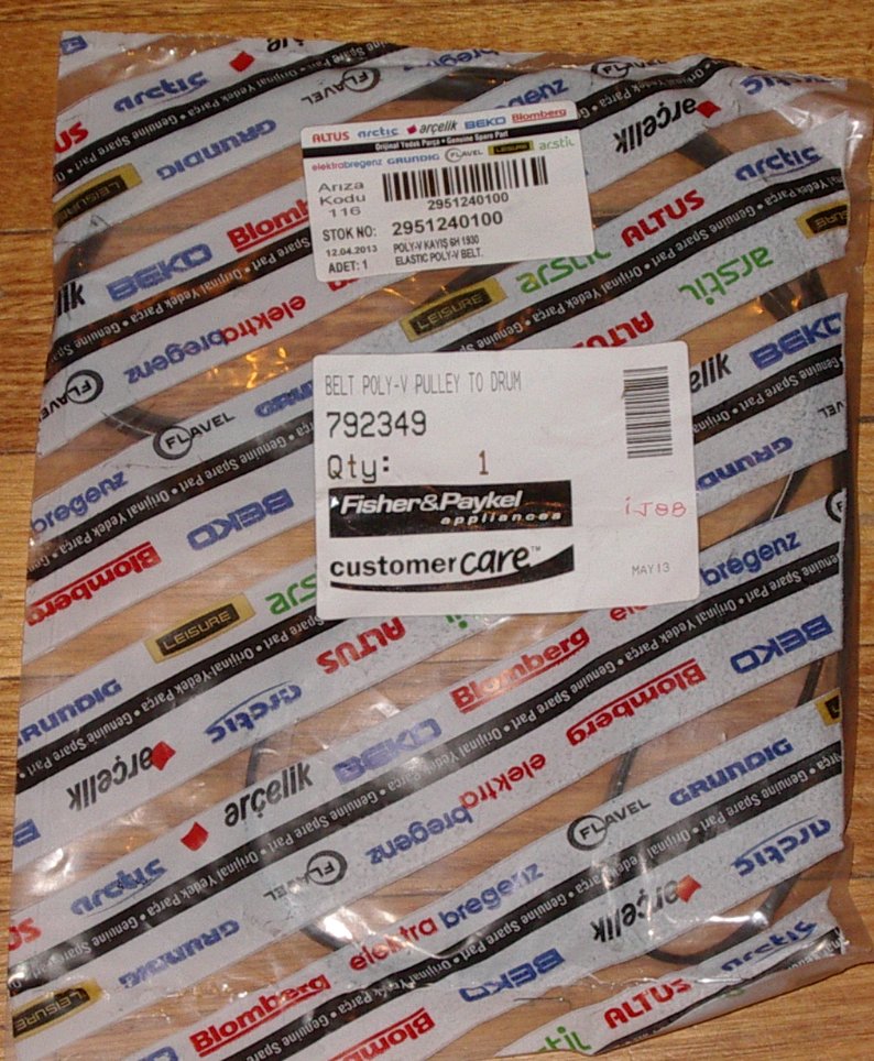 Genuine Fisher & Paykel DE60 Series Dryer Multi-V Drum Belt - Part # FP792349