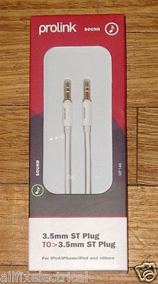 Prolink Premium Quality 3.5mm Stereo Audio Cable - Plug to Plug, 2 Meter Length - Part # MP146