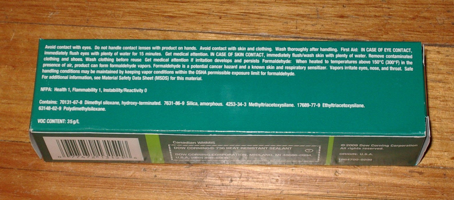 Dow Corning High-Temperature Resistant Silicone Sealant (Up to 600˚F) in 90ml Tube - Part # SIL736-90