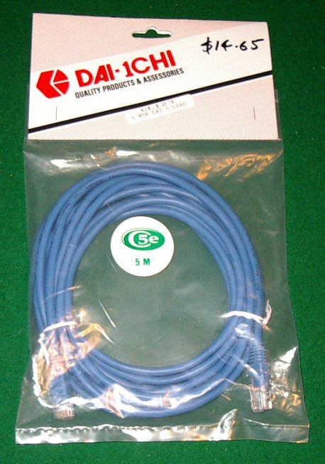 CAT5E Blue Network Cable - 5 Metre RJ45 to RJ45 Computer Network Lead - Part # CL123