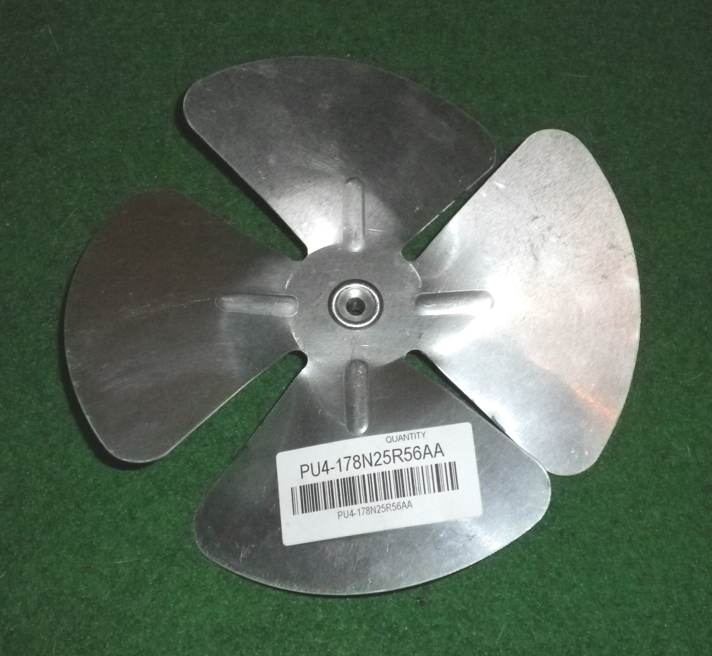 7-Inch Aluminium Condenser Fan Blade with 4 Blades and 1/4 Mount - Part # PU4-178N25R56AA