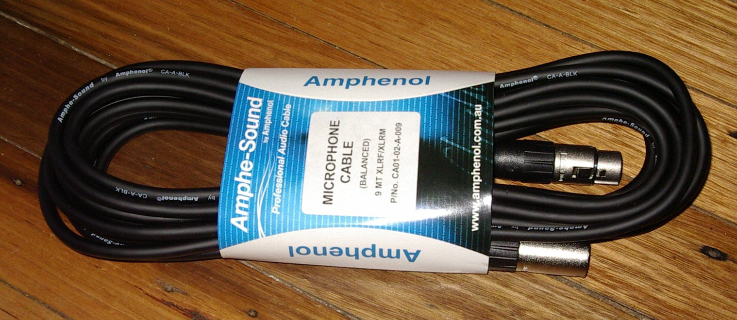 Amphenol 9-Meter Professional XLR Male to Female Microphone Cable - Part # LA7099