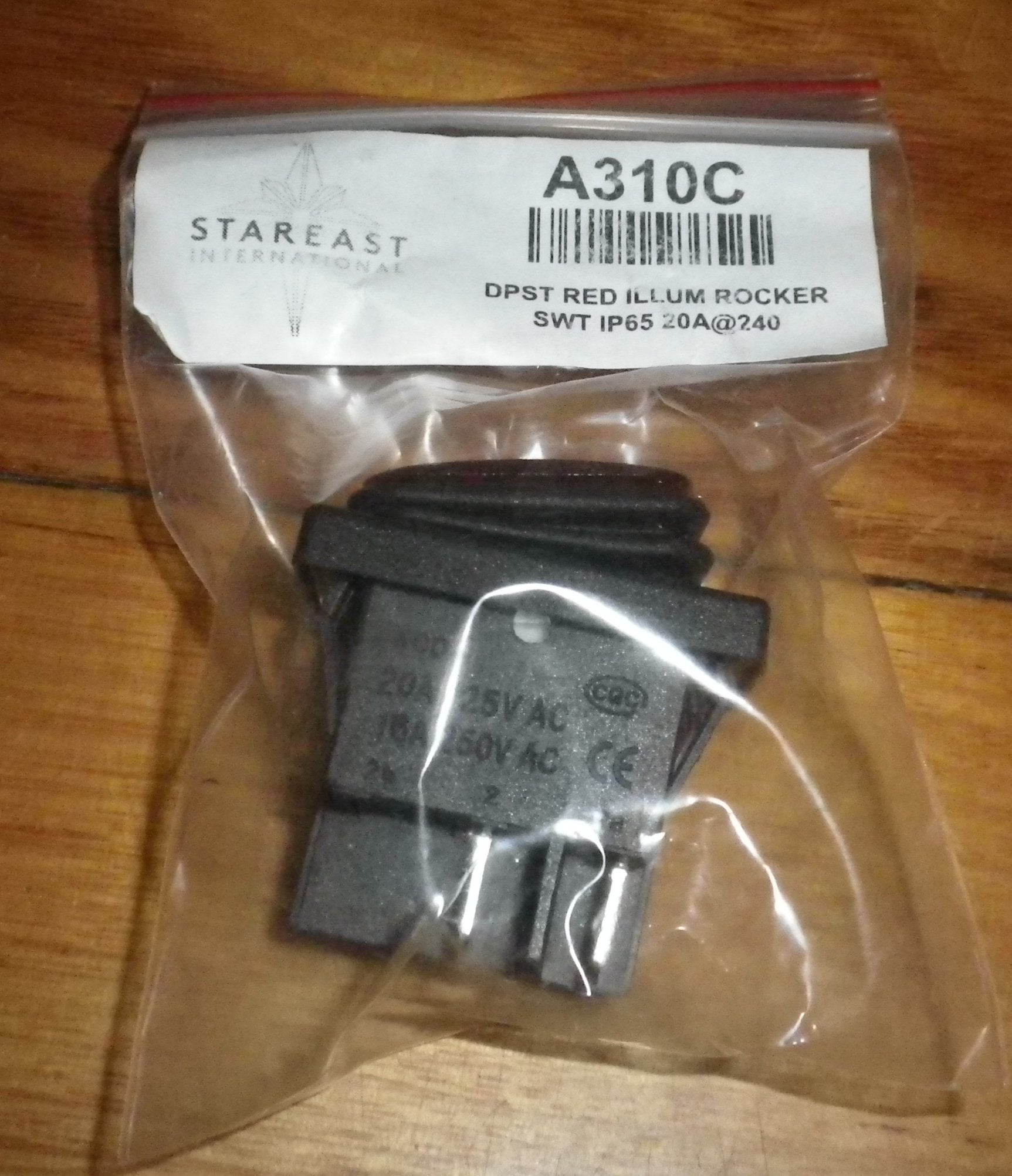 Universal Red Illuminated DPST Mains Rocker Switch with Rubber Boot - A310C