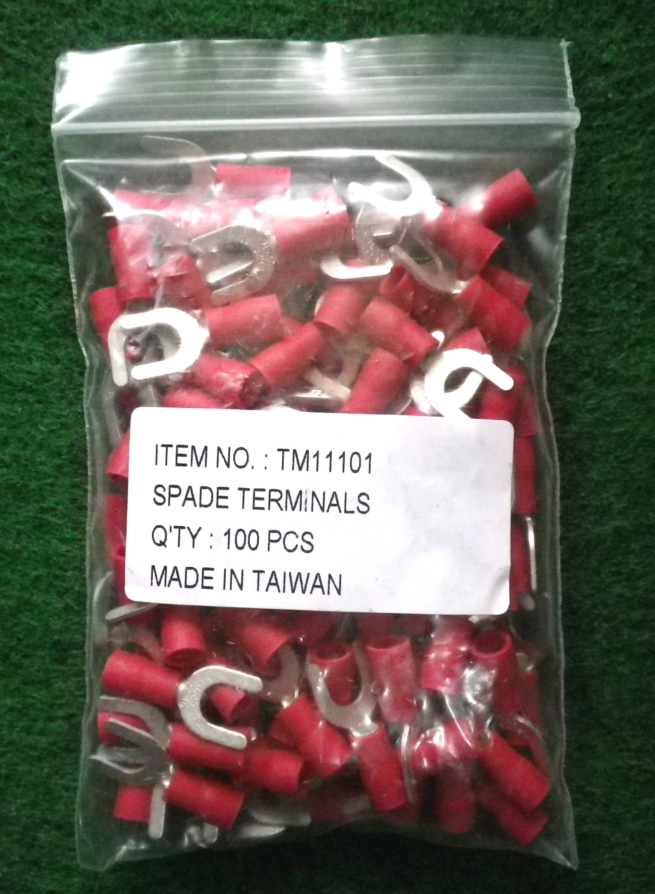 Red 5.3mm Insulated Fork Crimp Terminals - 100 Pieces Pack, Part # TM11101-100