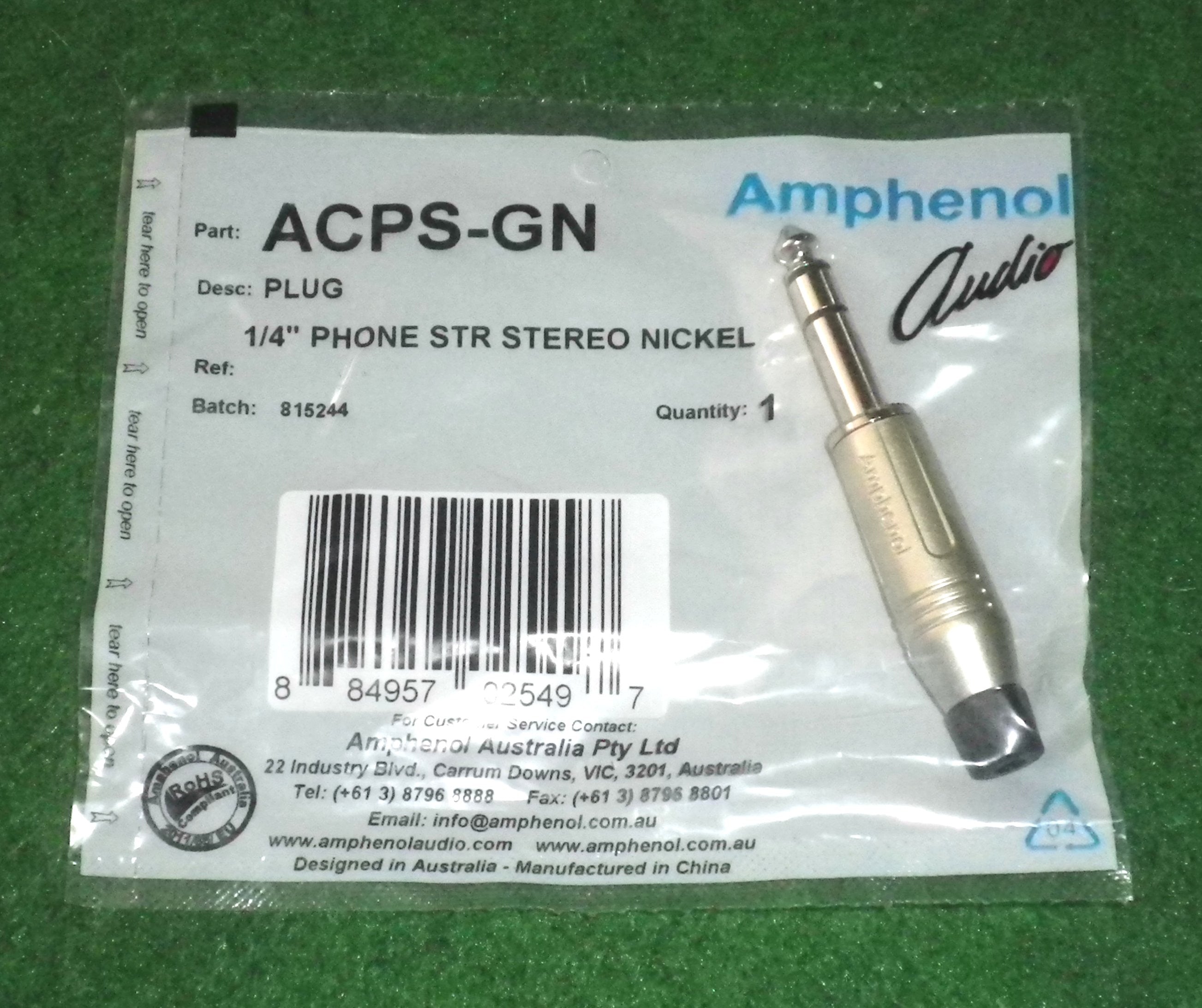 Amphenol High - Quality 6.3mm Stereo Phone Plug - Model ACPS - GN