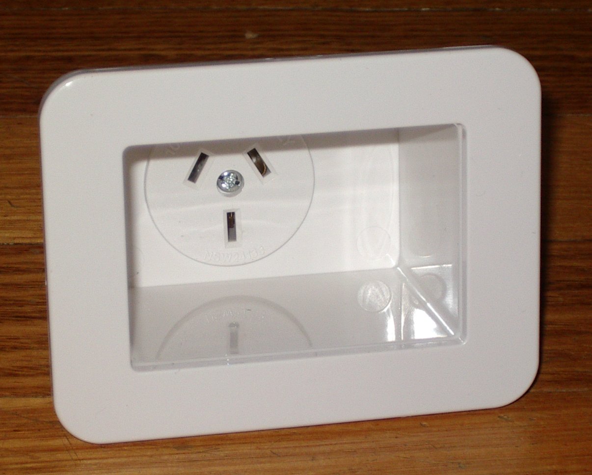 Australian Single Recessed 240VAC 10Amp Mains Electrical Power Outlet - Part # AV - RPS01
